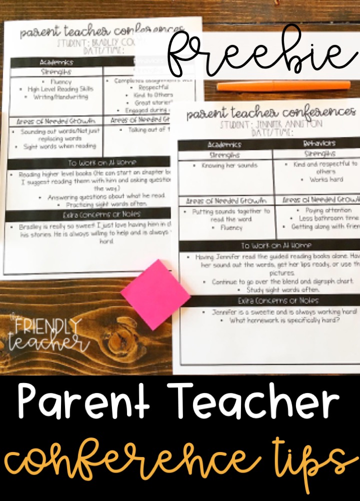 Freebies and Tips for Parent Teacher Conferences 